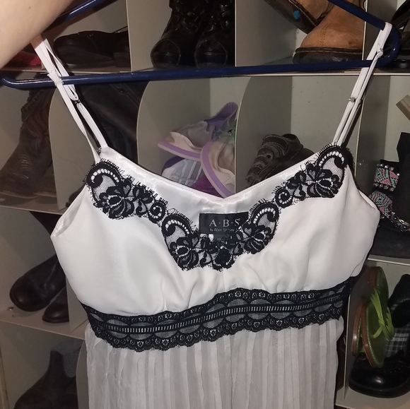 ABS white black sheer blouse top tank size s - Picture 2 of 8